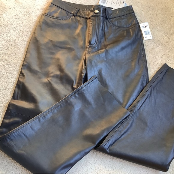 Siena Studio Black Leather Trousers NWT - Picture 1 of 11